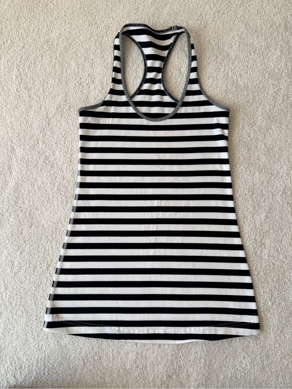 Lululemon Striped Racerback Tank Top with contrast trim - Black & White - size 4